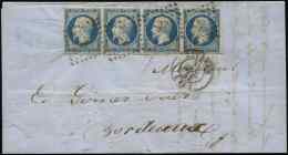 10   25c. Bleu, BANDE De 4 Obl. PC 295 S. LAC, Càd T15 BAYONNE 31/7/53, TTB - Other & Unclassified