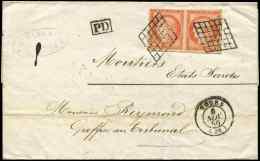 5    40c. Orange, PAIRE 3 Grandes Marges Et Intacte En Haut, Obl. GRILLE S. LSC, Càd T15 TOURS 6/11/50, Arr. C&ag - Other & Unclassified