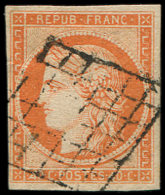 5d   40c. Orange, 4 RETOUCHE, Obl. GRILLE, Petit Aminci Mais Aspect TTB - Autres & Non Classés