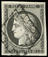 3c   20c. GRIS NOIR, Obl. GRILLE, TTB - Autres & Non Classés