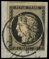 3    20c. Noir Sur Jaune, Obl. Càd PARIS 1 JANV 1849 S. Fragt, TB - Andere & Zonder Classificatie