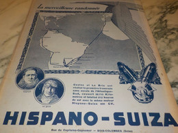 ANCIENNE PUBLICITE COSTE ET LE BRIX MOTEUR HISPANO SUIZA 1928 - Werbung