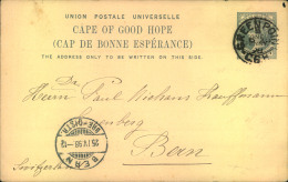 1898, QV Stat. Card One Penny On 1 1/2 D From GREEN POINTto Berne. - Cape Of Good Hope (1853-1904)