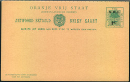 Double Stat. Card 1/2 Penny Overprinted ""V.R.I. 1/2 D."" Clean Unsused. - Oranje-Freistaat (1868-1909)