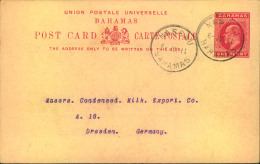 1911, 1 D Stat. Card With Private Imprint From ""Bank Of Nassau"" Sent To Dresden, Germany. - Other & Unclassified