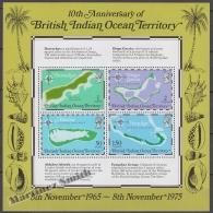 British Indian Ocean 1975 Yvert BF 2, 10th Anniversary Of  British Indian Ocean Territory Miniature Sheet - MNH - Britisches Territorium Im Indischen Ozean
