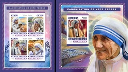 Niger 2016, Mother Teresa, 4val In BF +BF IMPERFORATED - Mère Teresa