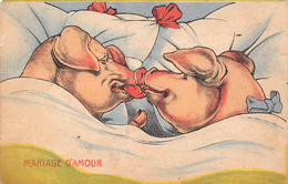 Thème: Fantaisie.  Animaux Cochons .Mariage D'amour (voir Scan) - Varkens