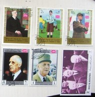 Lot De 18 X Timbres Obliteres Charles De Gaulle Degaulle Au Yemen Fujeira Ras Al Khaima  Sharjah - Collections