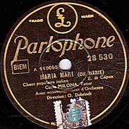 78 T. 25 Cm - état B -  Costa MILONA Ténor, Chansons Italiennes - MARIA MARI - PECCHE ?... - 78 T - Discos Para Fonógrafos