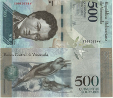 VENEZUELA. 500 Bolivares   P94b   23.3.2017  (Francisco De Miranda- Amazon River Dolphins)  UNC. - Venezuela