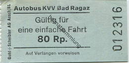 Schweiz - Autobus KVV Bad Ragaz - Billet 80 Rp. - Europe