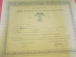 Ordre National De La Légion D'Honneur/République Française/ Chevalier/Alphonse GRANDON/Saint Hilaire/Indre/1930   DIP135 - Diploma's En Schoolrapporten