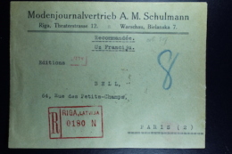 Letland / Latvia Registered Letter  Riga  To Paris 1929 Mi 135 Strip Has Been Opened For Exhibition - Lettonia