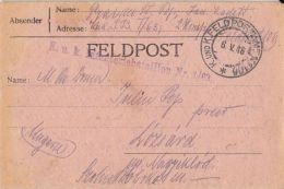 WAR FIELD CLOSED LETTER, CAMP NR 106, INFANTRY BATTALION 1/63, CENSORED, 1916, HUNGARY - Brieven En Documenten