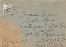 CONSTRUCTIONS WORKER, MUSHROOMS, STAMPS ON REGISTERED COVER, 1958, ROMANIA - Briefe U. Dokumente