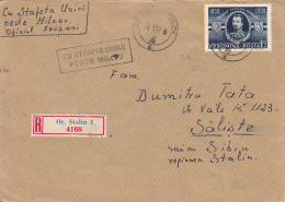 PRINCE ALEXANDRU IOAN CUZA, UNION RELAY, STAMPS ON REGISTERED COVER, 1959, ROMANIA - Lettres & Documents