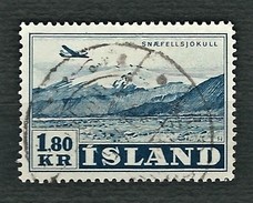 ISLAND 1952 - Aircraft Over Glacier Snaefell - 1,80 Kr - Mi:IS 278 - Usados