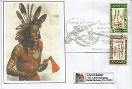 French Indian War (1754–1763) Belle Lettre De Champlain (N-Y),  Adressée Californie - Indianer