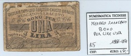 BONO DI CASSA PER UNA LIRA -MERCATO SARACENO - MONETAZIONE DI EMERGENZA   1866 -1870 - RARITA' 5 - Other & Unclassified