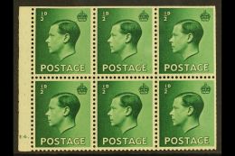 BOOKLET PANE 1936 ½d Green Cylinder Booklet Pane, SG Spec PB1, Cylinder "E4 - Dot", Perforation Type B4(I),... - Non Classés