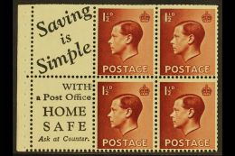 1936 BOOKLET PANE & ADVERTISING LABEL 1½d Red-brown Upright Watermark, GB Spec PB5 (perf Type E)... - Unclassified