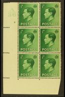 1936 ½d Green, Control A36, Cylinder 7, No Dot, Control Block Of 6 With Perforation Type 2 (I/E), SG 457,... - Unclassified