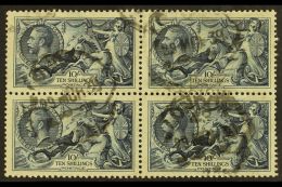 1934 10s Indigo Re-engraved Seahorse, SG 452, Good Used BLOCK OF FOUR. (4 Stamps) For More Images, Please Visit... - Non Classés