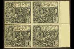 1929 £1 Black PUC, SG 438, Superb Marginal Used Block Of 4 With Light Cds Cancel On Each Stamp. Highly... - Ohne Zuordnung