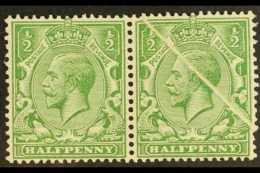 1924-26 ½d Green (SG 418) Mint Horizontal Pair, One Stamp With Dramatic Diagonal White Line, Due To... - Unclassified