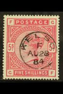1883 5s Rose On Blued Paper, SG 176, Superb Appearance With Neat Small Sized "Kelso Aug 28 84" Cds. Tiny Shallow... - Autres & Non Classés