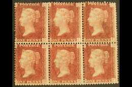 1858-79 1d Red Plate 177 BLOCK OF SIX (3 X 2) Never Hinged Mint, Some Gum Wrinkles. For More Images, Please Visit... - Sonstige & Ohne Zuordnung