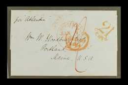 1851 (23 Dec) Stampless Entire Letter From London To Portland, Maine, Endorsed Per "Atlantic", And With Various... - Altri & Non Classificati