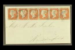 1849 (13 Dec) Part Cover To Huddersfield Bearing 1d Red Imperf STRIP OF SIX Tied By "49" (Barnsley) Cancels In... - Autres & Non Classés