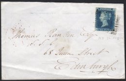 1841 2d Blue, Plate 3, Lettered "AA", Fine Four Margined Example On Envelope To Edinburgh Tied By "174" Scottish... - Autres & Non Classés