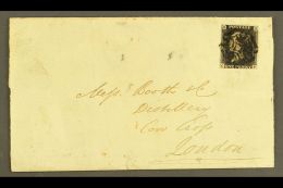 1840 PLATE XI ON COVER. 1840 1d Black 'CF' From Plate Eleven With Margins Just Brushing At Upper Right And Along... - Non Classés