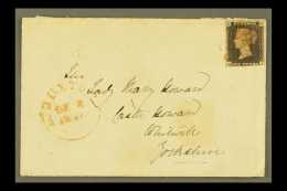 1840 1d Black "R J" Used On Front, Plate 6, Three Large Margins, Slightly Cut Into At Base, Tied By Red Maltese... - Unclassified