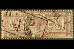 1888 £1 Brown Lilac, Wmk Three Orbs, SG 186, Fine Used With  Tiny Red Crayon Mark. Rich Colour With... - Other & Unclassified