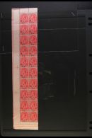 1919 "WAR TAX" OVERPRINT VARIETY 1d Scarlet Left Sheet Margin Strip Of 20 Stamps, SG 150, With Each Of The... - Turks & Caicos (I. Turques Et Caïques)