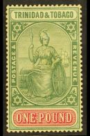 1913-23 £1 Deep Yellow-green & Carmine, SG 156a, Fine Mint. For More Images, Please Visit... - Trinidad & Tobago (...-1961)