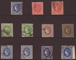 1864 VERY FINE USED RANGE On A Stockcard. We See A  Choice 4 Margin Set, (Edifil 63/68, Mi 55/60) Including Extra... - Sonstige & Ohne Zuordnung