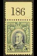 1931-7 5s Blue & Blue-green, Single With Sheet Number Margin Attached At Top, SG 27, Fine Mint. For More... - Southern Rhodesia (...-1964)
