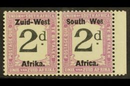POSTAGE DUE 1923 2d Black And Violet Pair With "WES FOR WEST" Variety, Pretoria Printing, SG D9a, Very Fine &... - Zuidwest-Afrika (1923-1990)