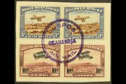1931 3d Brown And Blue & 10d Black And Purple Brown Air Mail Stamps, SG 86/7, Very Fine Used Tied To Piece By... - Afrique Du Sud-Ouest (1923-1990)