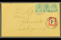 1921 (7 Jun) Env To Swakopmund Bearing ½d Union Strip Of Three Tied By "OMARURU" Cds Cancels, Putzel Type... - South West Africa (1923-1990)