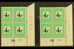 POSTAGE DUES 1961-9 4c Deep Myrtle-green & Light Emerald, Cylinder Blocks Of 4 Of Each Language Setting, SG... - Ohne Zuordnung