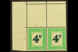 POSTAGE DUES 1950-8 4d Deep Myrtle-green & Emerald, CRUDE RETOUCH VARIETY In Corner Marginal Pair With Normal,... - Non Classés