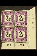 POSTAGE DUE 1971 2c Black & Deep Reddish Violet, Perf.14, Cylinder Block Of 4, SG D71, Never Hinged Mint. For... - Non Classés