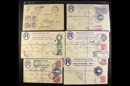 EARLY REGISTERED ENVELOPES 1895-1937 Collection, Mostly Uprated With Additional Stamps And Addressed To Holland,... - Non Classificati