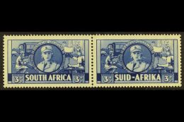 1941-46 3d Blue Large War Effort With "CIGARETTE FLAW" Variety, SG 91a, Never Hinged Mint Horizontal Pair. For... - Unclassified